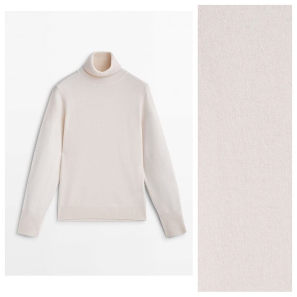 NWT. Massimo Dutti Cream Wool/Cashmere Blend Sweater with High Neck. Size S. - Picture 7 of 12